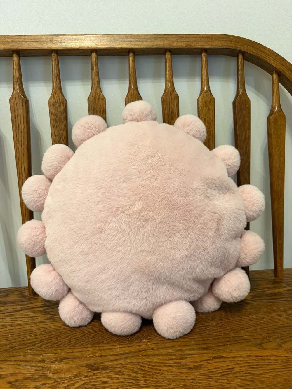 Pillowfort Round Plush Kids' Pillow with Pom-Poms Pink Sensory Friendly Decorati